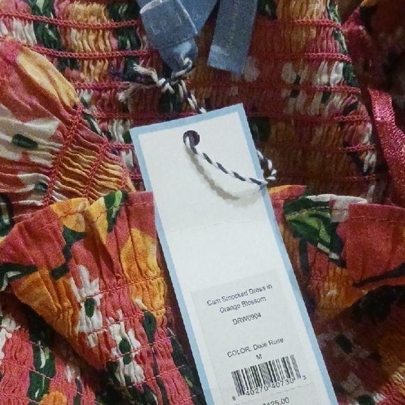 NWT Draper James Cam Smocked Dress in Orange Blossom - Picture 7 of 13